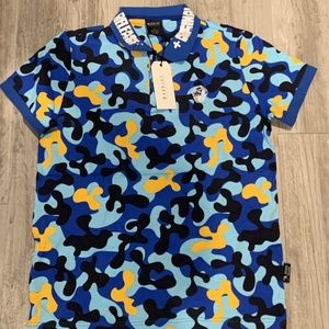 Men’s Mad blue Camo polo (Large)